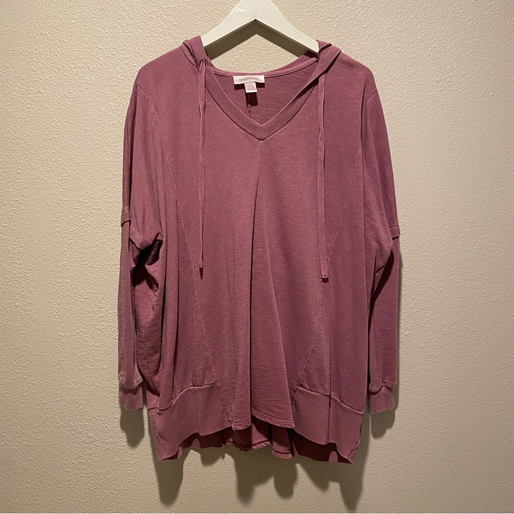Motherhood Maternity Sweatshirt pullover oversized‎ Lagenlook hooded size small